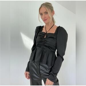 Six/Fifty Black Peplum Ruby Blouse NWT